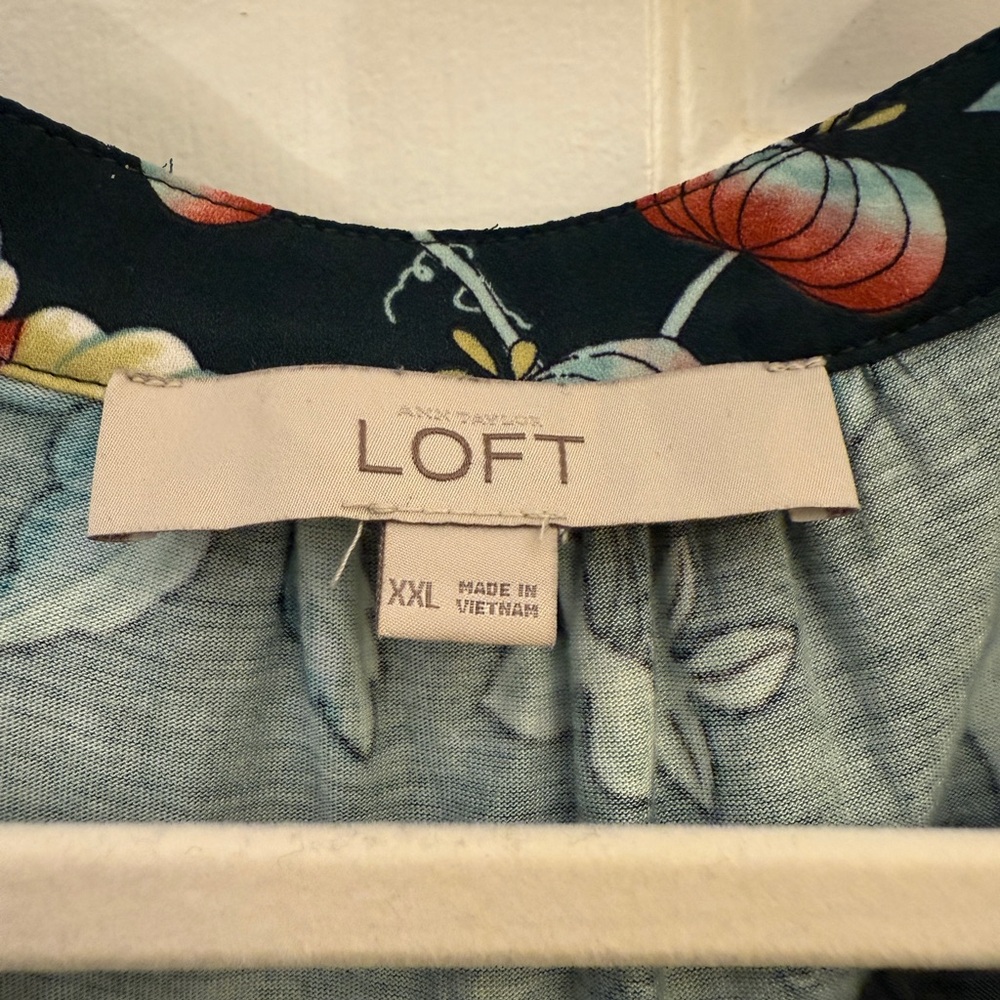 LOFT Floral Sleeveless Blouse - Dark Blue Multicolor - Picture 4 of 6